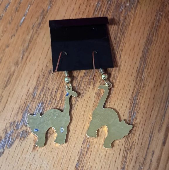 Blue Cat Earrings Genuine Cloisonne - Picture 3 of 3